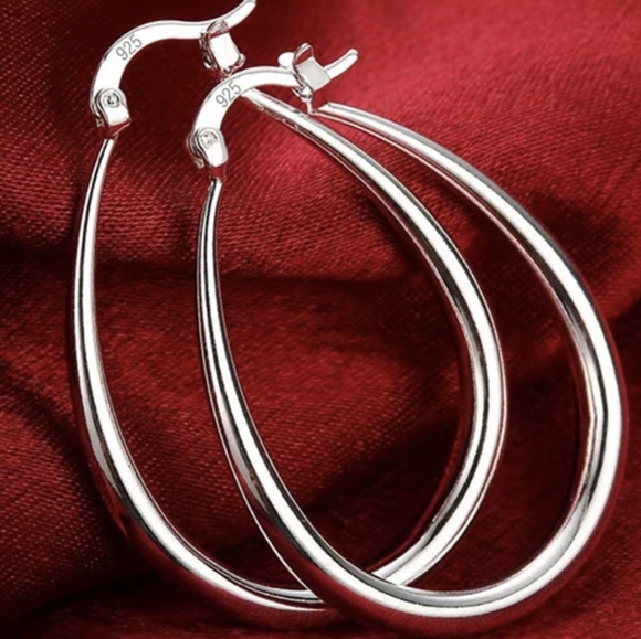 Jewelry - 925 Sterling silver 41mm Hoop Earrings For Women Lady Gift Fashio…